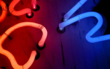 Red And Blue Led Light Macbook Air Wallpaper