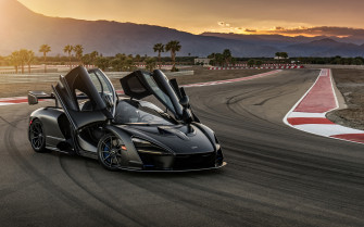 Wallpaper Black Mclaren Senna On Road 4k
