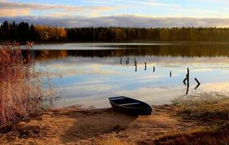 Wallpaper Autumn Forest River Boat Old Rowboat On A Lake