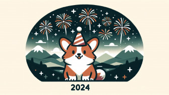 New Year Fireworks Corgi Dog 4k Wallpaper iPhone HD Phone 8560i