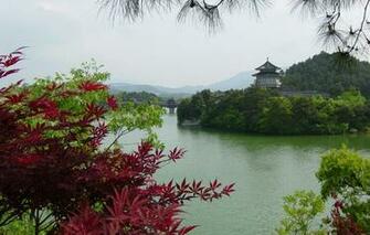 Wallpaper China Landscape Lake Guilin Red Leaves Pagoda