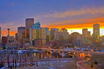 Wallpaper Background Winter Sunset City Skyline Picture