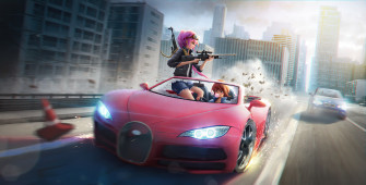 Anime Girls Car Chase 4k Resolution HD
