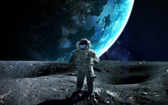 Astronaut Moon Space Art Rare Gallery HD Wallpaper