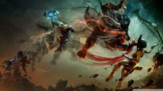 Smite Fenrir Vs Neith Video Game Ultra HD Desktop Background