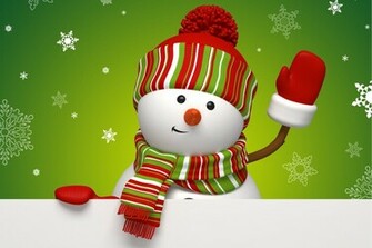 Winter Snowman Snowflakes Green Holiday New Year Christmas