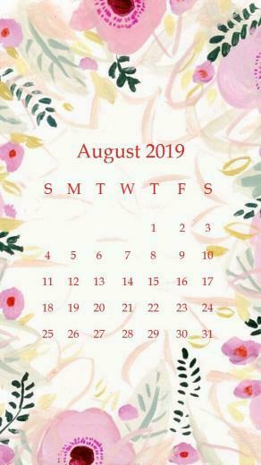 Beautiful Floral Design August iPhone Calendar Copy