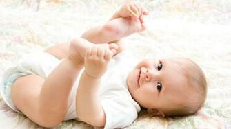 Child Baby Lala Smile Diaper Feet Bed Background Wallpaper Jpg
