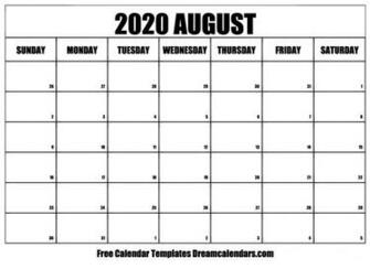 August Printable Calendar Dream Calendars