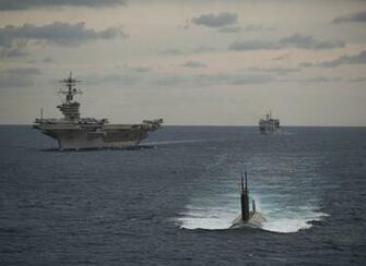 Indian Navy Warships At Malabar Naval Exercise Wallpaper Aa