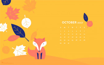 Fall Leaf And Fox October Calendar Wallpaper Sarah Hearts