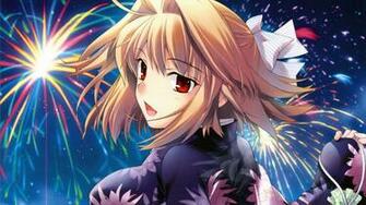 Blondes Video Games Tsukihime Night Stars Fireworks Kimono