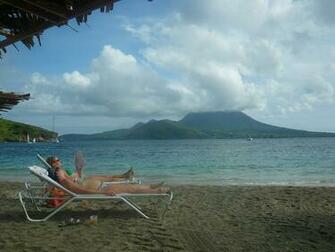 On Cockleshell Beach St Kitts Nevis Is In The Background