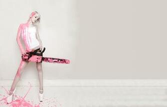 Legs Women Artistic Pink Chainsaw High Heels Girls With Guns Long