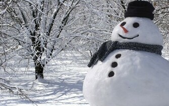Snowman Winter Trees Snow Landscape Nature Christmas Wallpaper