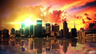 Sunset City Wallpaper HD