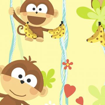 Closeout Wallpaper Cheeky Monkeys Yellow J Crawford Design Studio