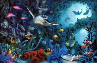 Sea Mural Computer Wallpaper Desktop Background Id