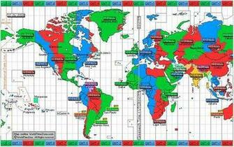 Map Of World Time Zones Clocks