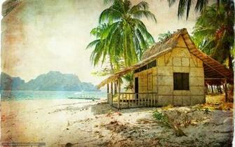 Wallpaper Vintage Hut Beach Sea Desktop
