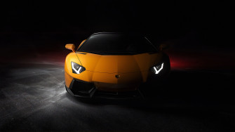 Yellow Lamborghini Aventador Front Wallpaper
