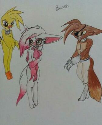 Foxy Mangle And Chica By Bloodyqueenseye