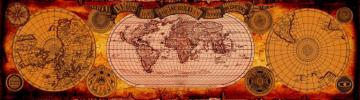 Vintage World Map Dual Monitor Wallpaper