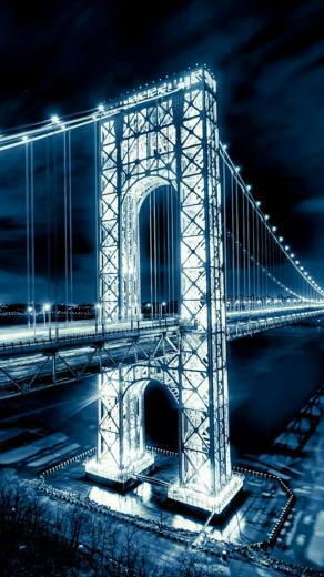 Night Shiny Long Bridge Nature Landscape iPhone Plus