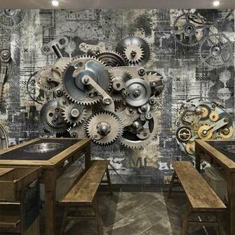 3d Photo Wallpaper Industrial Wind Auto Parts Metal