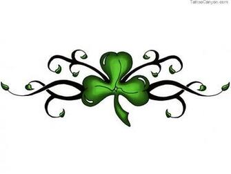 Designs Green Clover On Black Stem Tattoo Wallpaper Picture