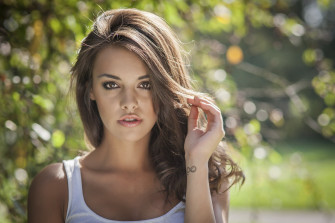 Bokeh Brown Eyes Brunette Woman Model HD Wallpaper