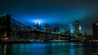 New York Blue Night And Bridge Lights HD Wallpaper Res