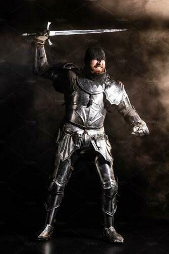 Handsome Knight In Armor Holding Swo High Quality People Image