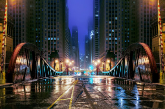 Architecture City Lights Road Chicago Skyline Buildings Skyscrapers Wallpaper