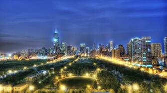 Chicago Illinois Night Building HDr Wallpaper Background 4k Ultra