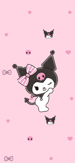 A Pink Background With Black Cat And Hearts Wallpaper