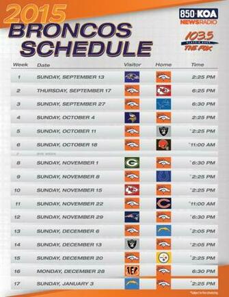 Broncos Printable Schedule Denver On The Fox
