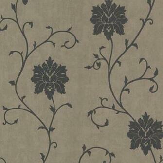 Pewter Floral Trail Wallpaper Swatch Transitional