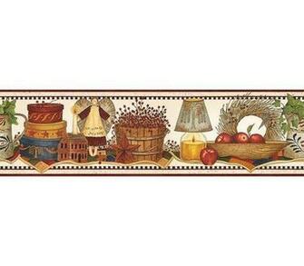 Interior Place Red Punched Tin Still Life Wallpaper Border