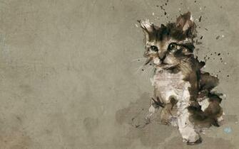 Animals Pet Cat Kittens Digital Art Painting Text Baby