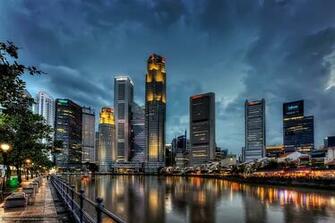 Wallpaper Singapore Evening City Desktop