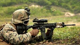 Wallpaper Hk416 Soldier Heckler Koch Assault Rifle Firing