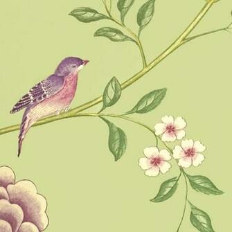 Pavilion Floral Wallpaper Green With And Bird Print