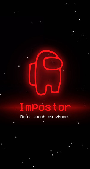 Red Among Us Funny Get Off My Phone Wallpaper