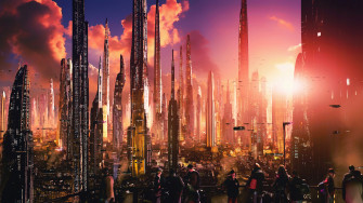 Futuristic City Tall Buildings Concept Art 4k Wallpaper HD Artist