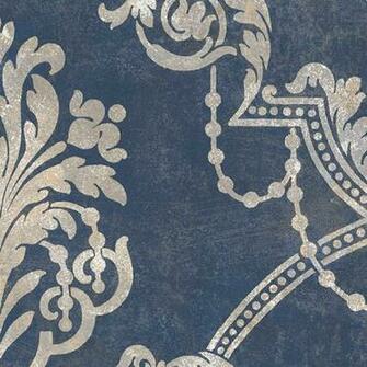 Damask Wallpaper Navy Blue Bolts Traditional