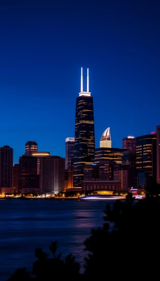 Chicago Night Skyline Wallpaper