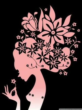 Pink And Black Flower Wallpaper Image