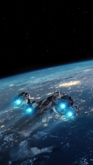 Earth Spaceship Space Planet Sci Fi 4k Wallpaper iPhone HD Phone