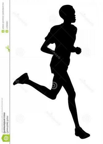 Sportsman Running Vector Silhouettes Isolated White Background